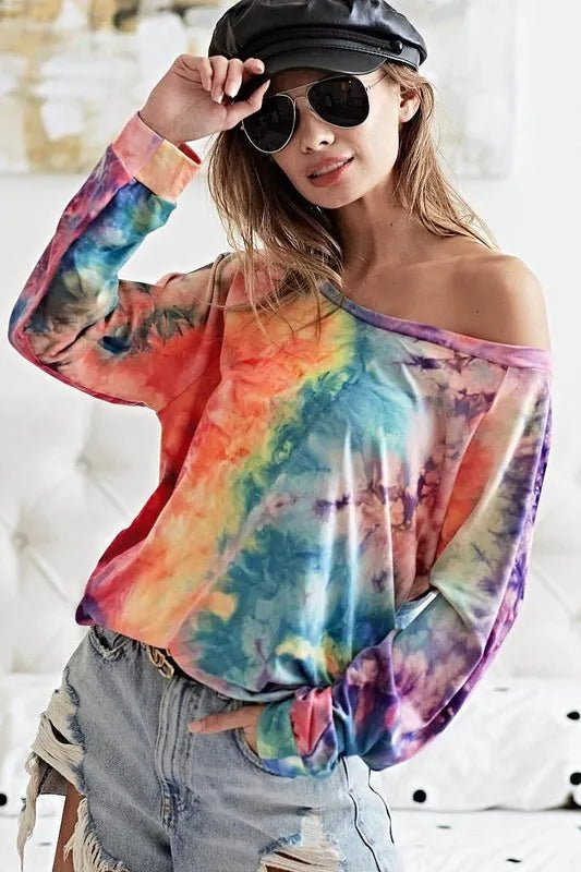 BiBi Tie Dye Soft Knit Jersey Top for Casual Comfort - Love Salve